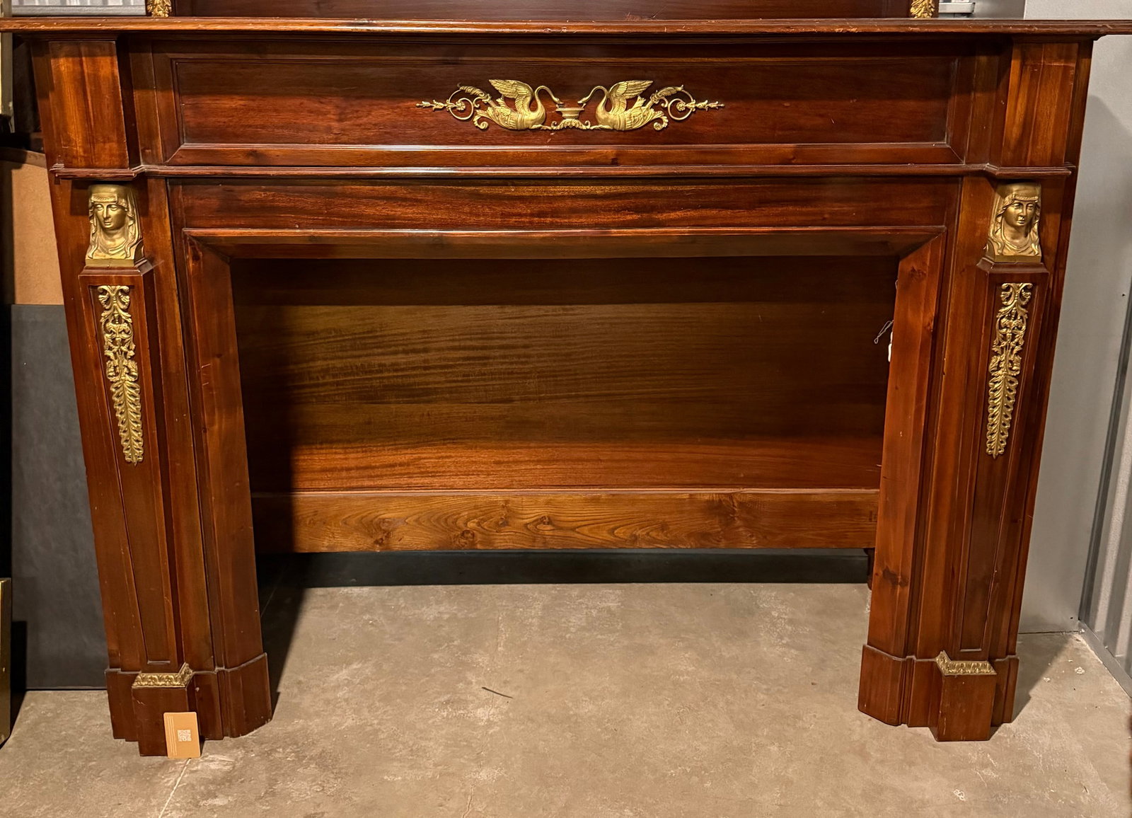 French Empire Style Mahogany and Gilt Bronze Fireplace Mantel - 4