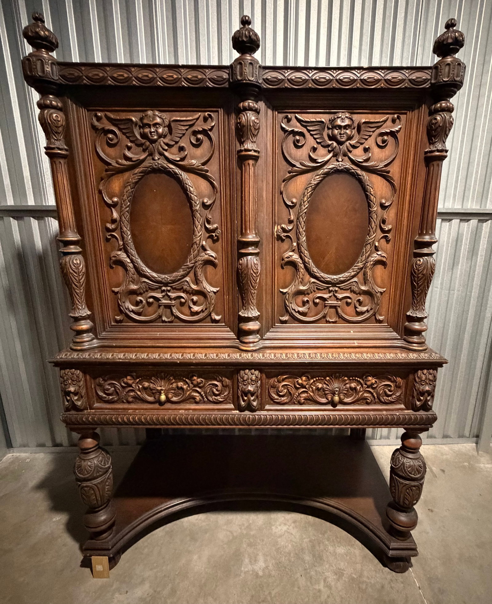 Carved Baroque Style Sideboard Cabinet - 2
