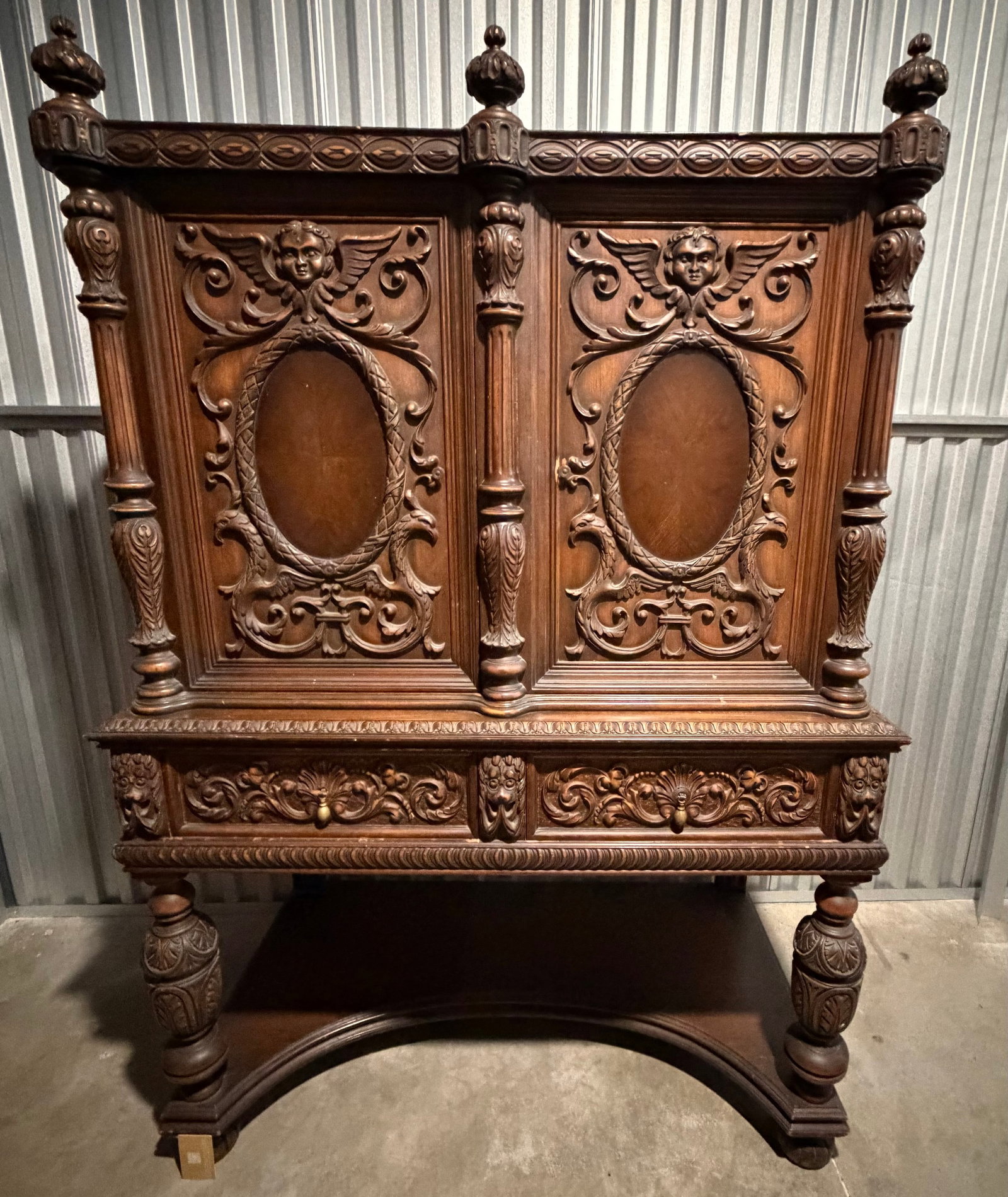 Carved Baroque Style Sideboard Cabinet - 5