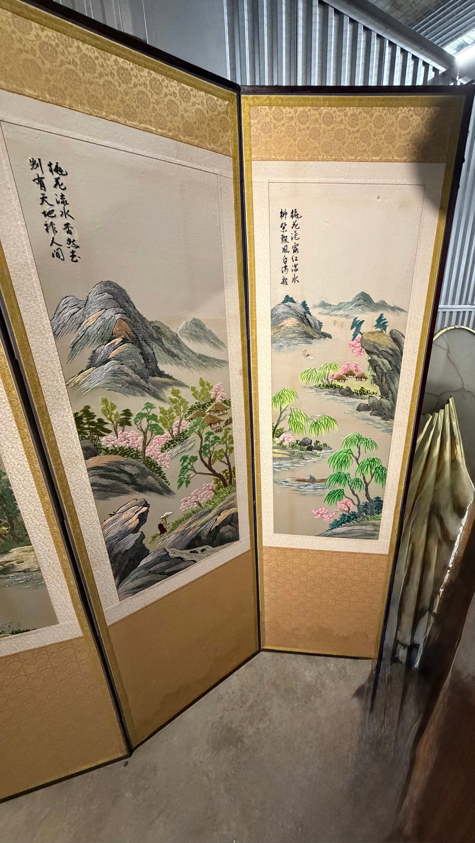 Chinese Embroidered Silk Screen, Eight Panels - 10