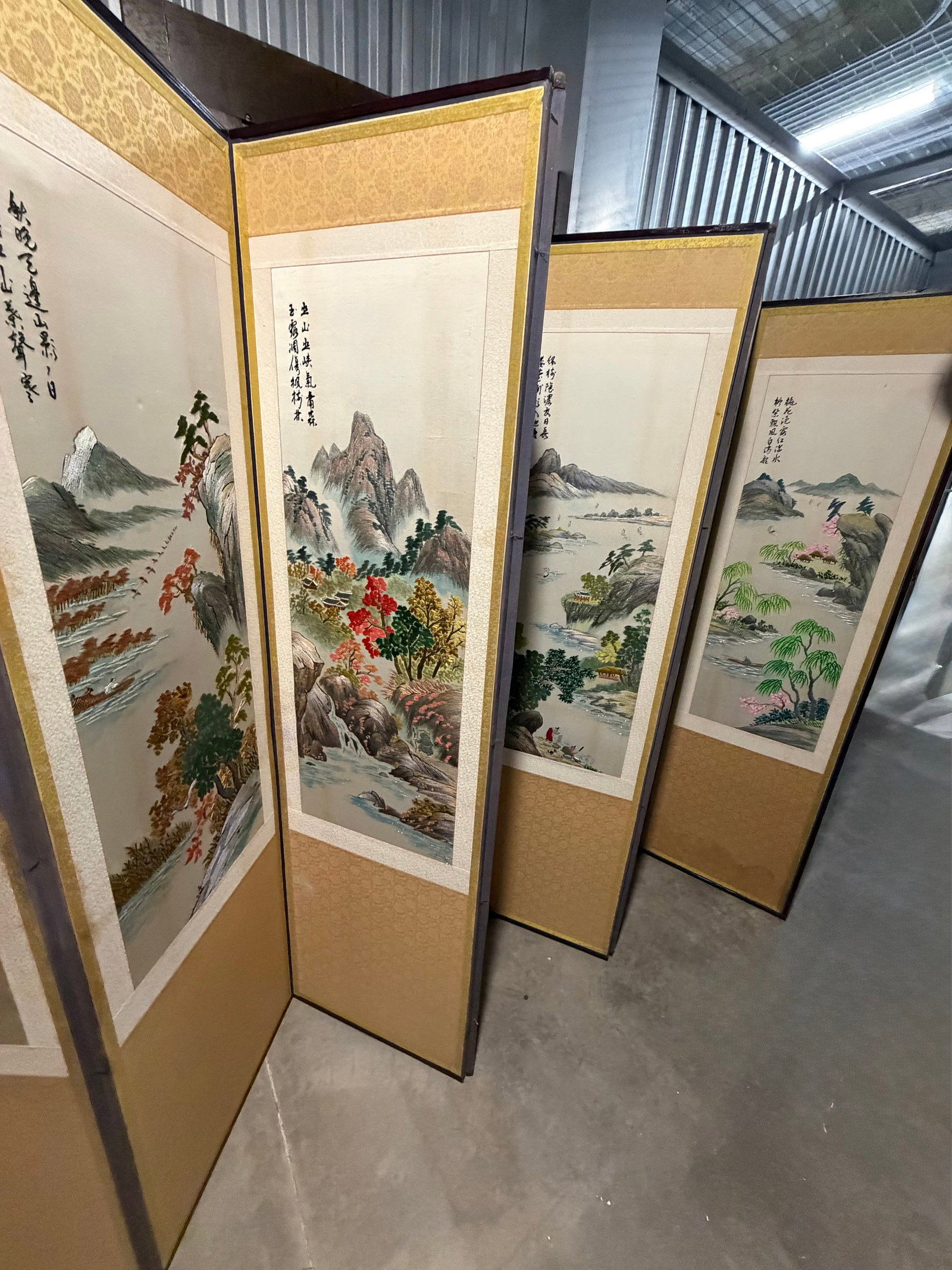 Chinese Embroidered Silk Screen, Eight Panels - 3