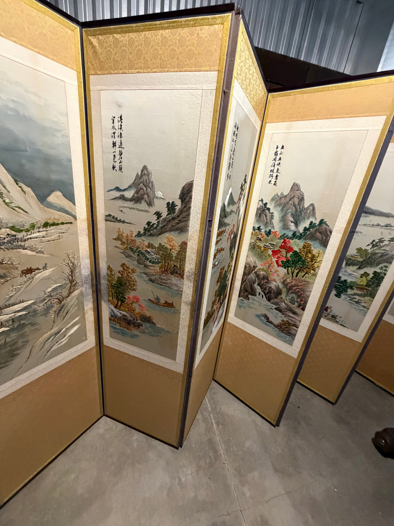 Chinese Embroidered Silk Screen, Eight Panels - 5