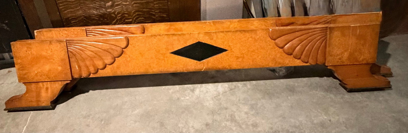 Italian Art Deco Revival Burlwood and Leather Headboard and Footboard for Bloomingdale's - 6