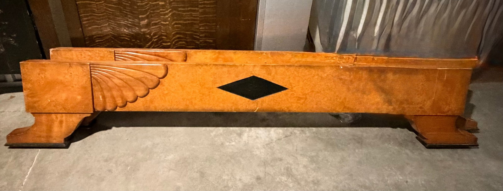 Italian Art Deco Revival Burlwood and Leather Headboard and Footboard for Bloomingdale's - 7
