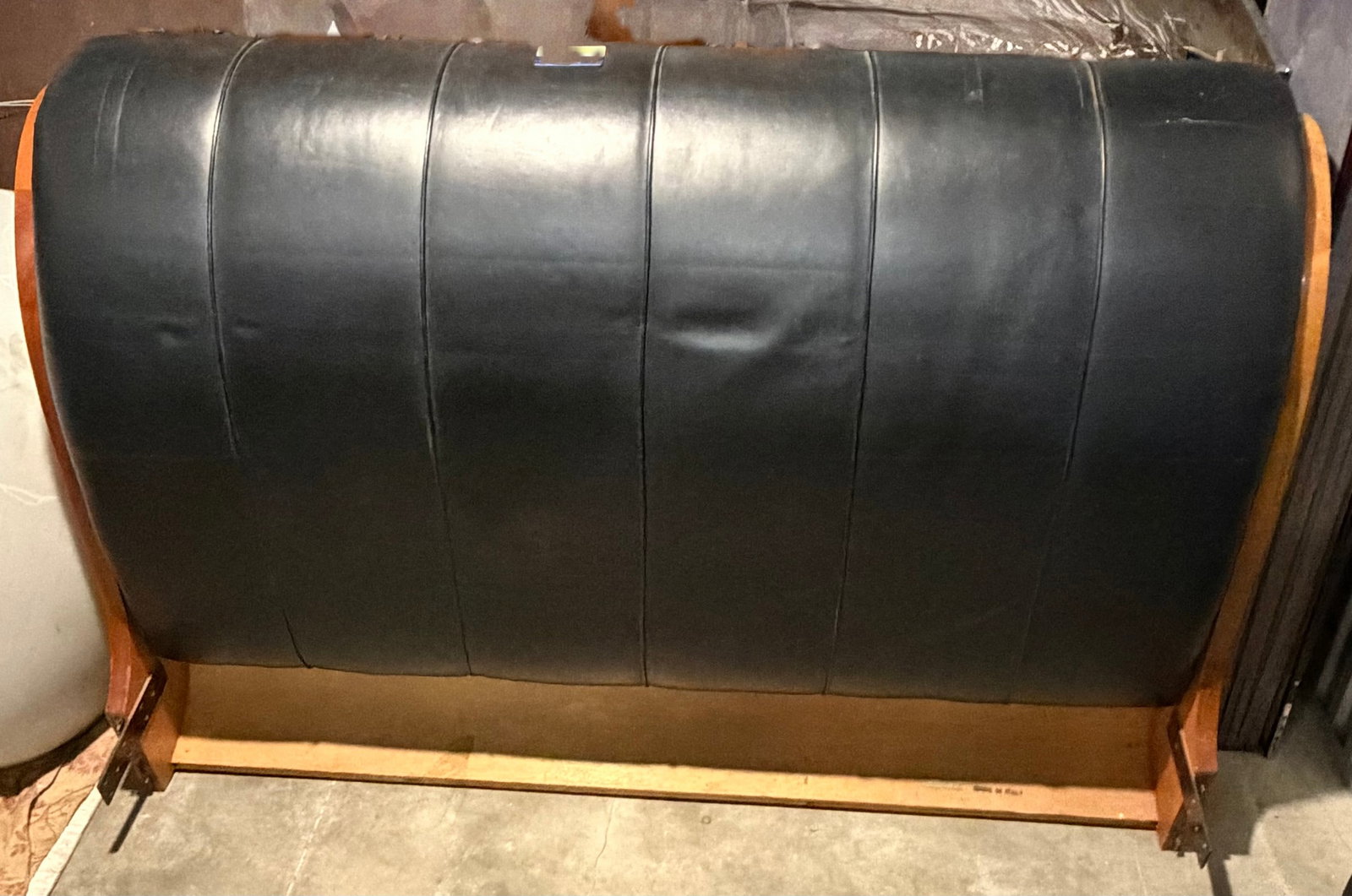 Italian Art Deco Revival Burlwood and Leather Headboard and Footboard for Bloomingdale's - 9