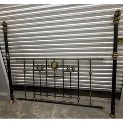 Victorian Brass and Iron Queen-Size Headboard with Star Medallion (1 of 3)
