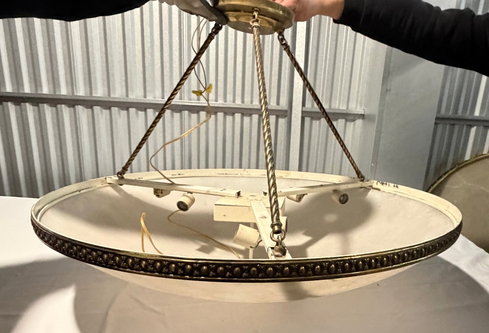 An Empire Style Alabaster and Gilt Bronze Chandelier - 5