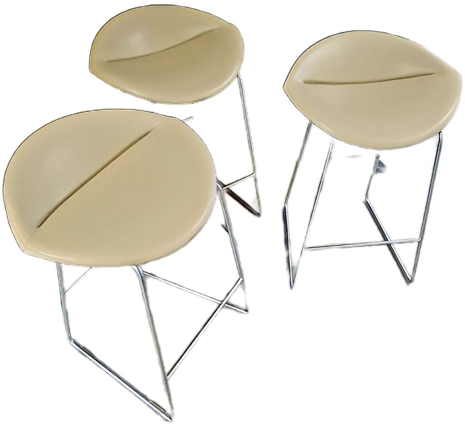 Set of 3 Leather & Chromed Steel Mick Bar Stools designed by Niels Bendtsen 2008 for Dutch Brand (1 of 5)