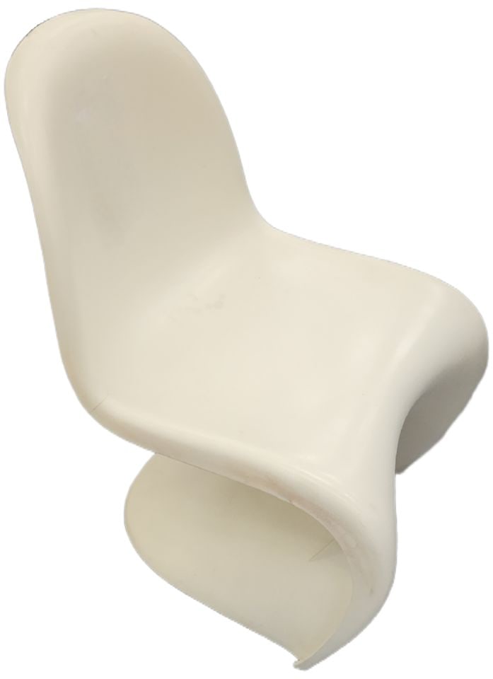 Vintage Later Edition of the Iconic 1965 Verner Panton, Molded Stacking Chair for Herman Miller..: This collectible iconic transitional piece of furniture is the Panton Chair, which is considered to be a masterpiece of 20th-century design conceived by Danish designer Verner Panton in 1959. Known fo