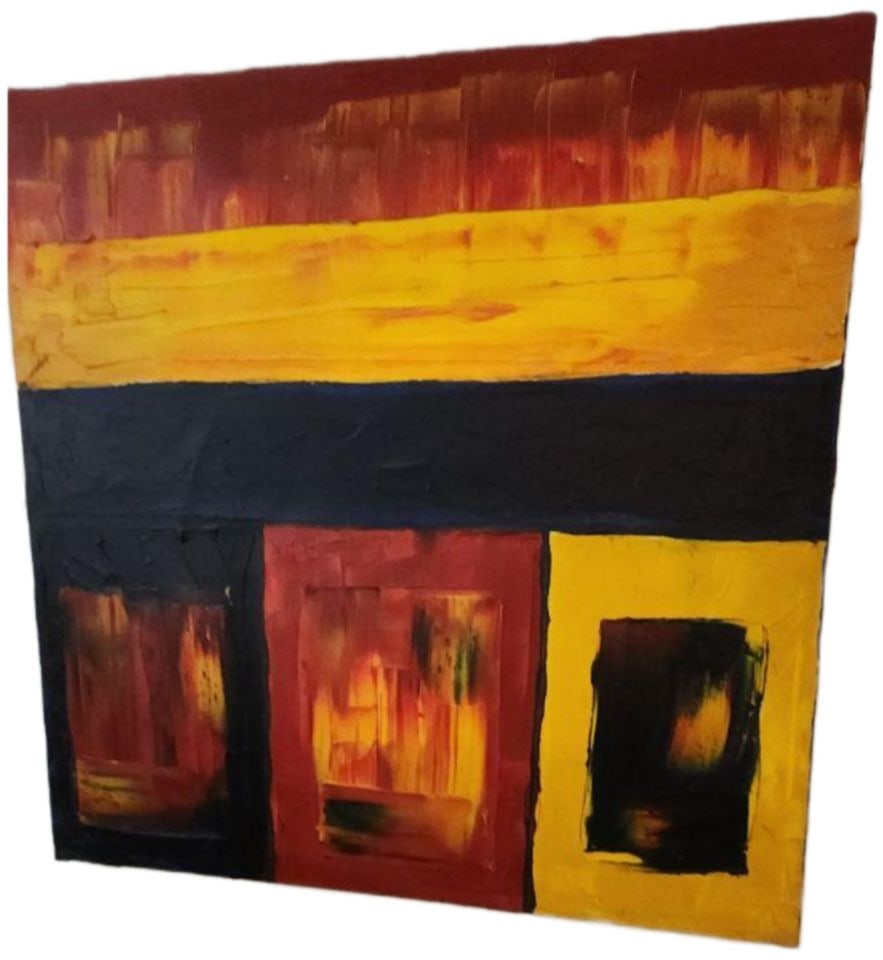 Bold artistically powerful Mid-Century 36 x 36 abstract constructivist oil painting w/ impasto style (1 of 1)