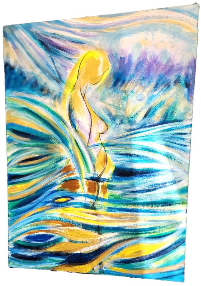 Jean Tansey ultra-large post modern abstract impressionist oil painting of female figure (1 of 4)