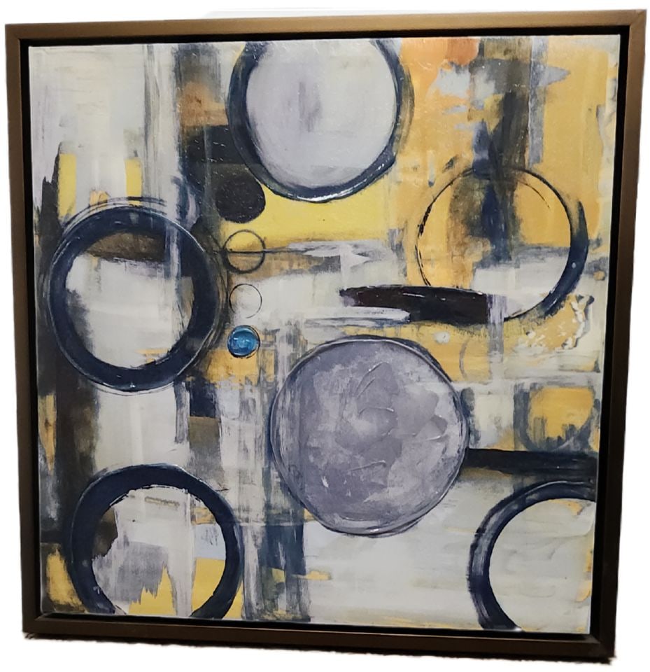 Hi-Art modernist 20x20 abstract giclee impasto-style oil painting canvas print w/ 2in shadow box (1 of 5)