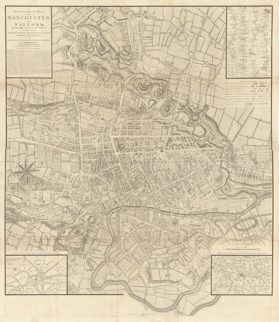 A Topographical plan of Manchester & Salford 92x105cm LAURENT/STOCKDALE 1793 map: Title: A Topographical plan of Manchester & Salford 92x105cm LAURENT/STOCKDALE 1793 map Description: A Topographical plan of Manchester and Salford with the adjacent parts; shewing also the different