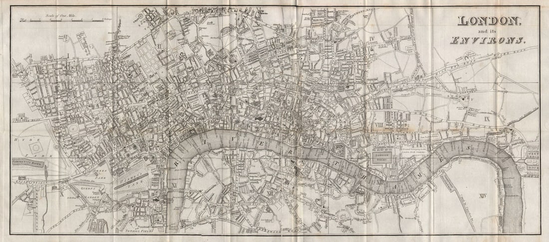 London & its environs. HUGHSON. Lord's ground in original location 1817 map: Title: "London & its environs". HUGHSON. Lord's ground in original location 1817 map Description: London and its environs'. The map shows Lord's Cricket ground on its original site in Dorset Square,