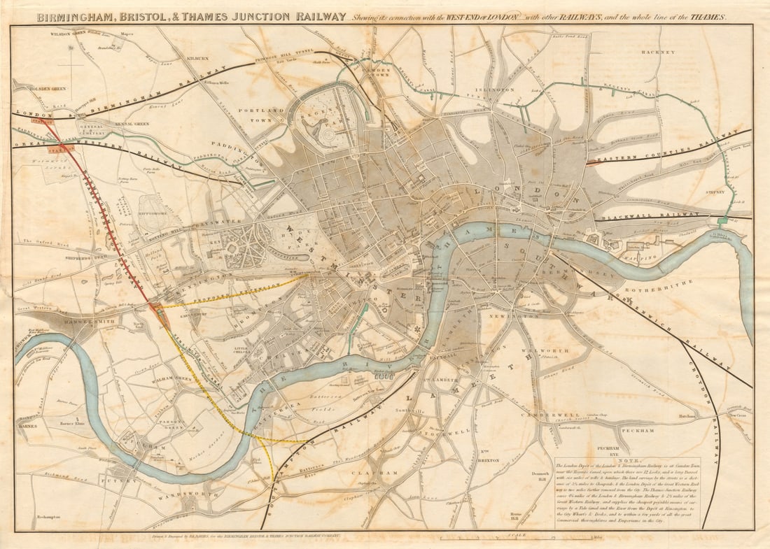 Birmingham, Bristol & Thames Junction Railway. West London. DAVIES 1839 map (1 of 1)