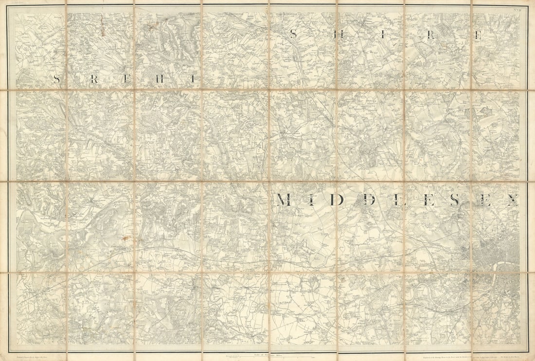 Ordnance Survey Sheet VII Chilterns, Thames Valley, West London 96x65cm 1822 map (1 of 1)