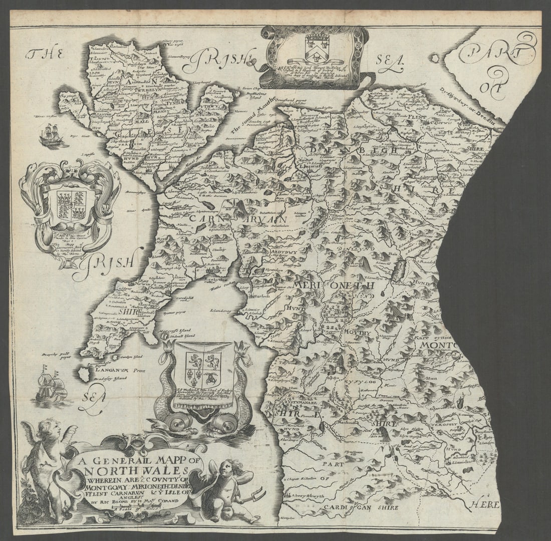 A Generall Mapp of North Wales by Richard Blome 1673 old antique chart (1 of 1)