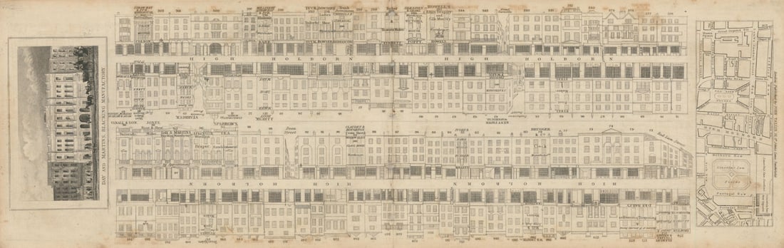Tallis London Street View #11 High Holborn (#3 Centre East) 1838 old map (1 of 1)