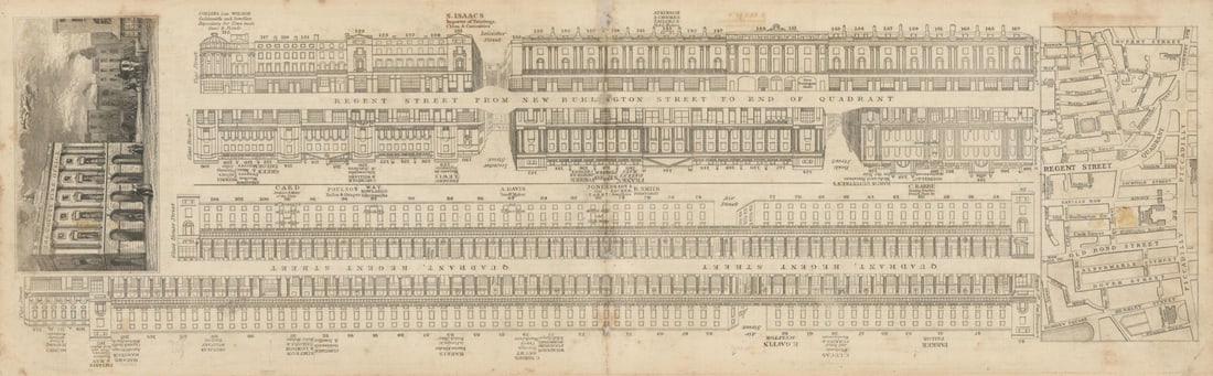 Tallis London Street View #12 Regent Street (South / Quadrant) 1838 old map: Title: Tallis London Street View #12 Regent Street (South / Quadrant) 1838 old map Description: [Part 12] Regent Street & The Quadrant (Section 3, South) [Cross streets: Vigo Street, Leicester