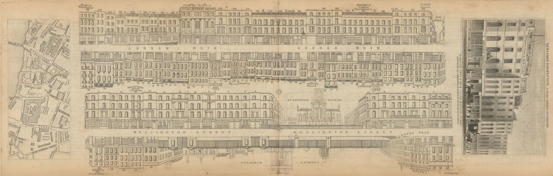 Tallis London Street View #45 Wellington St now Borough High Street (N) 1839 map (1 of 1)
