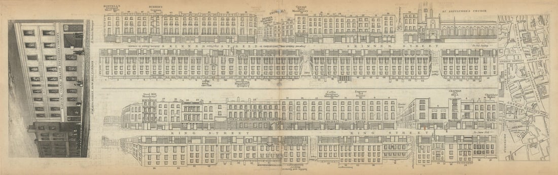 Tallis London Street View #43 Holborn Viaduct (East), Smithfield Street 1839 map (1 of 1)