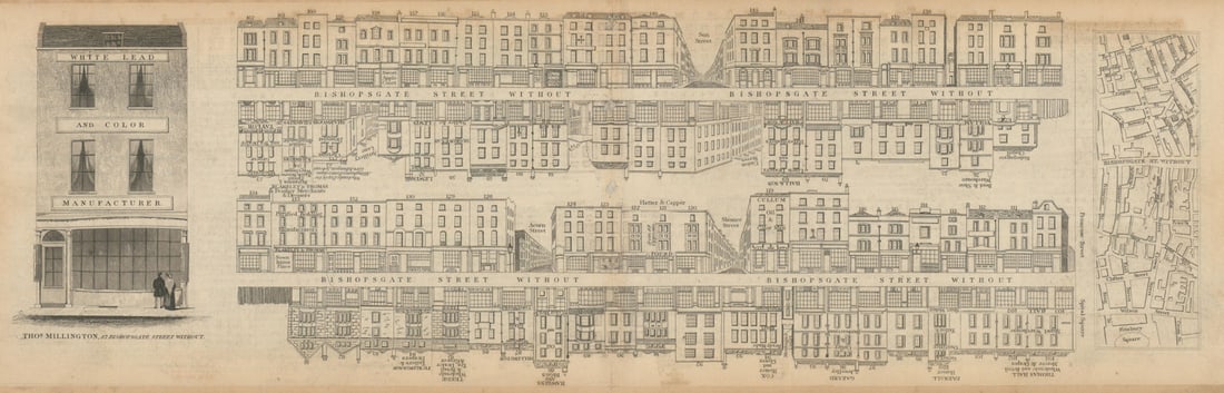 Tallis London Street View #51 Bishopsgate Street (#4 North) 1839 old map (1 of 1)