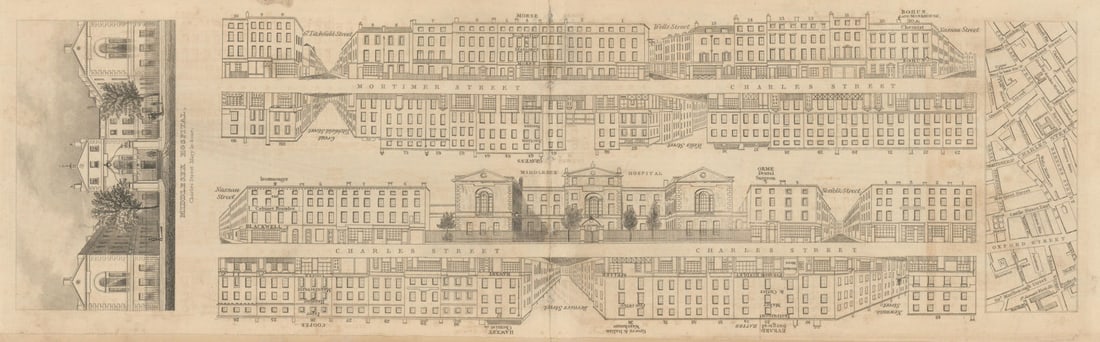 Tallis London Street View #65 Charles Street (now Mortimer Street) 1839 map (1 of 1)