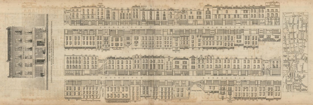 Tallis London Street View #59 Shoreditch High Street (Centre) 1839 old map (1 of 1)