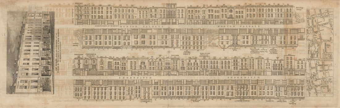 Tallis London Street View #60 Norton Folgate & Shoreditch High Street 1839 map (1 of 1)