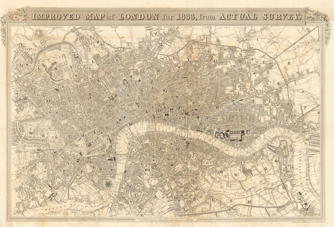 Improved Map of London for 1833, from Actual Survey by Thomas Moule 1837 (1 of 1)