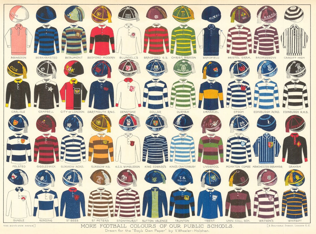 More Rugby Football Colours of our Public Schools. Boy's Own Paper 1925 print (1 of 1)