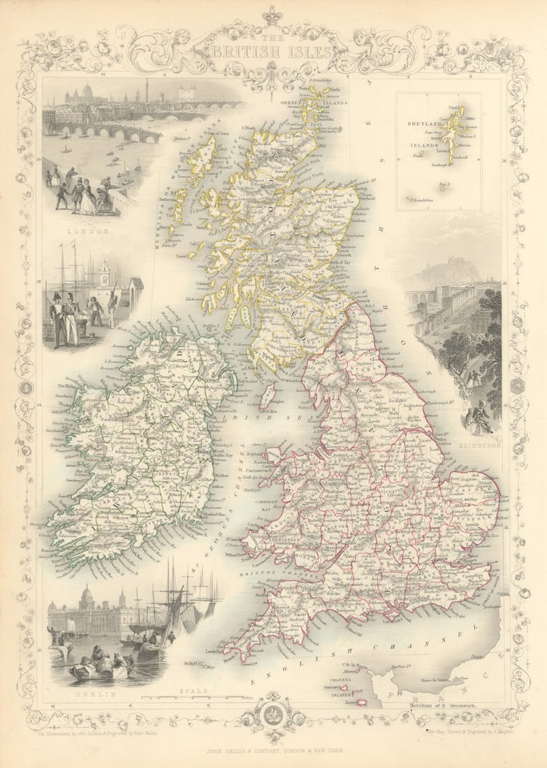BRITISH ISLES. Counties. England Wales Scotland Ireland. TALLIS/RAPKIN 1851 map (1 of 1)
