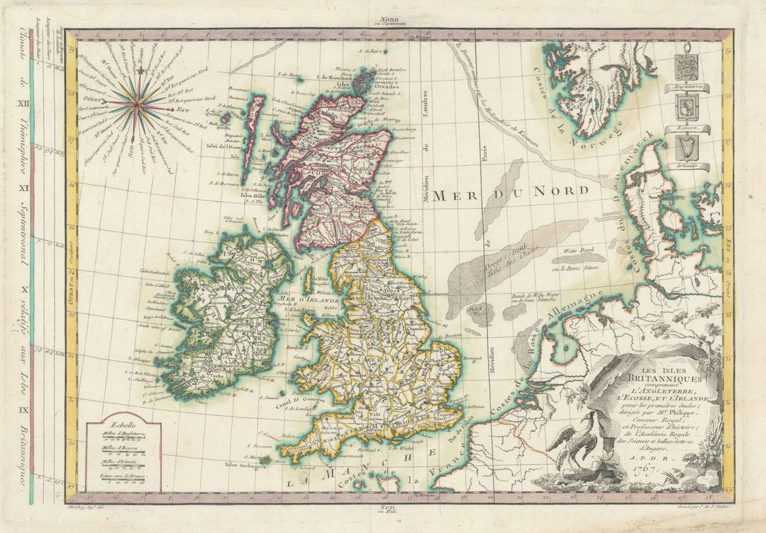 Isles Britanniques… L'Angleterre, L'Ecosse & L'Irlande. Philippe Pretot 1767 map (1 of 1)
