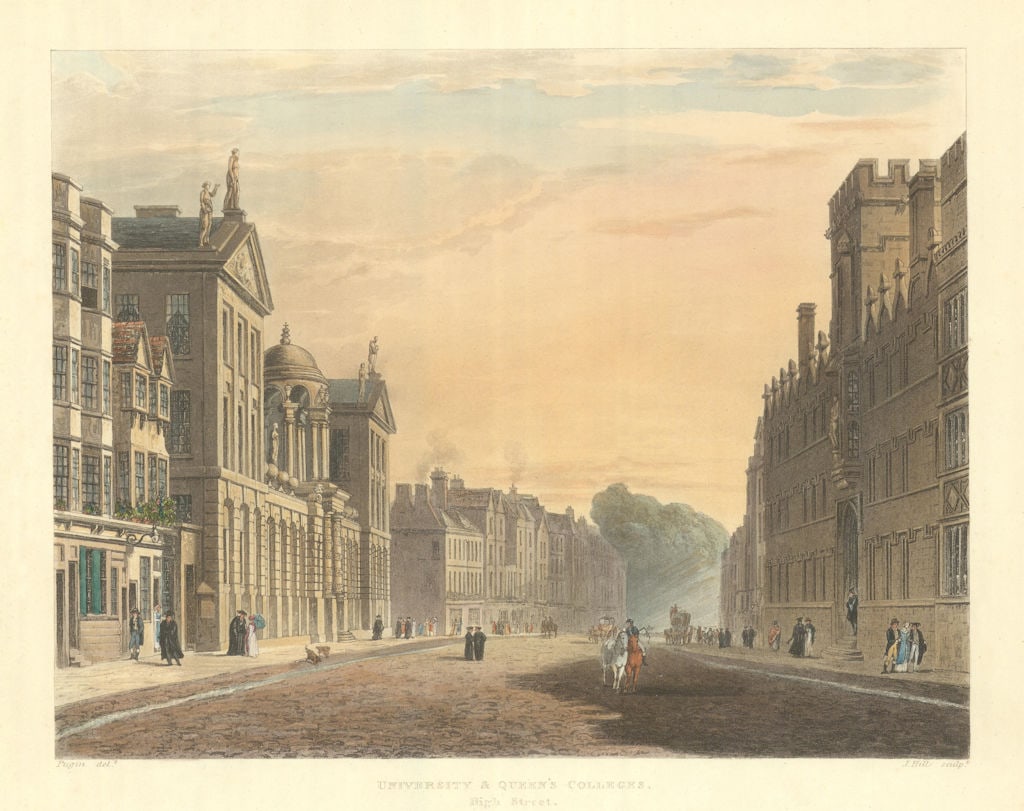 University and Queen's Colleges, High Street. Ackermann's Oxford University 1814 (1 of 1)
