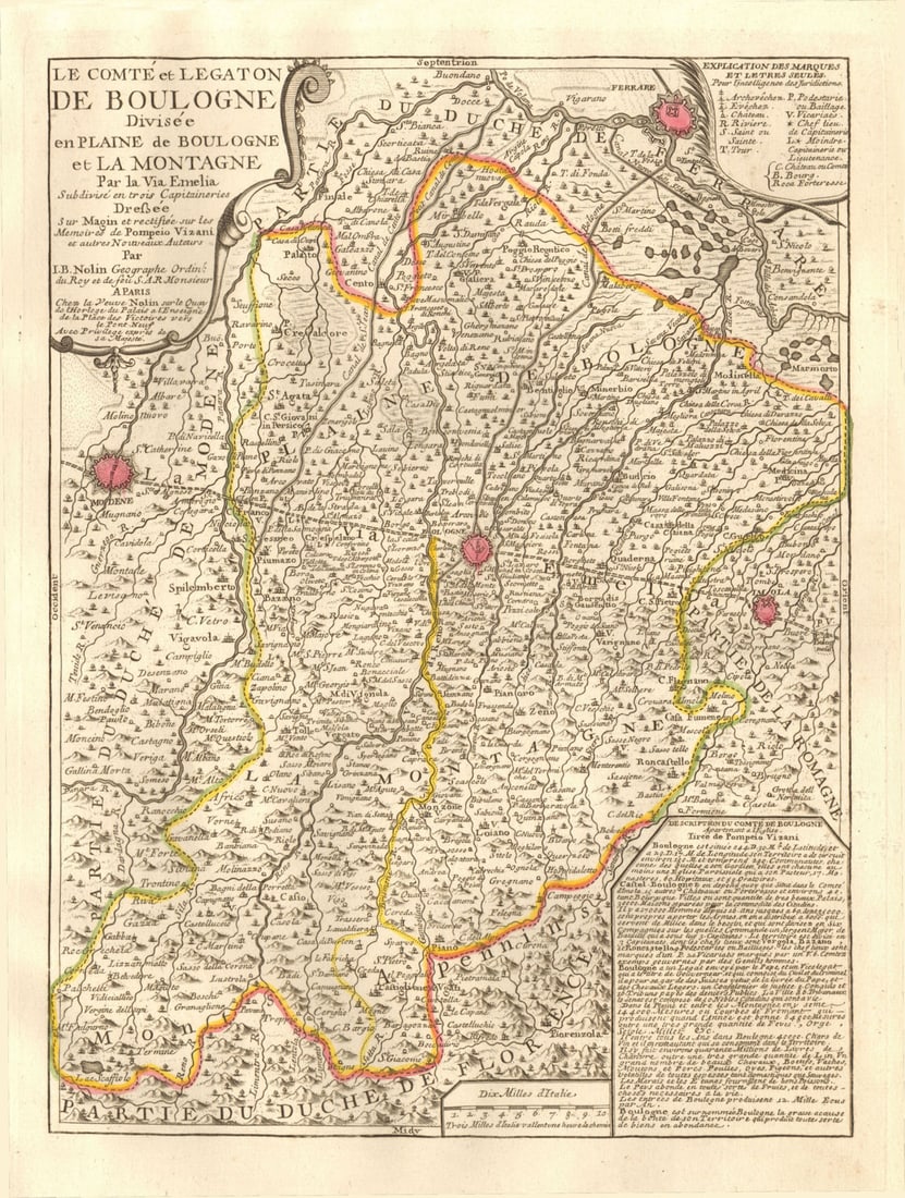 Le Comté et Legaton de Boulogne'. Bologna Modena Imola Ferrara. NOLIN c1730 map (1 of 1)