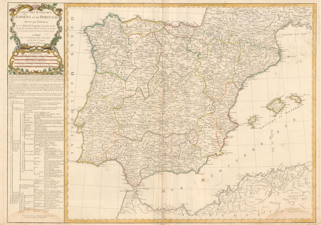 Carte des Royaumes d'Espagne et de Portugal…' DELAMARCHE. Iberia Spain 1780 map (1 of 1)