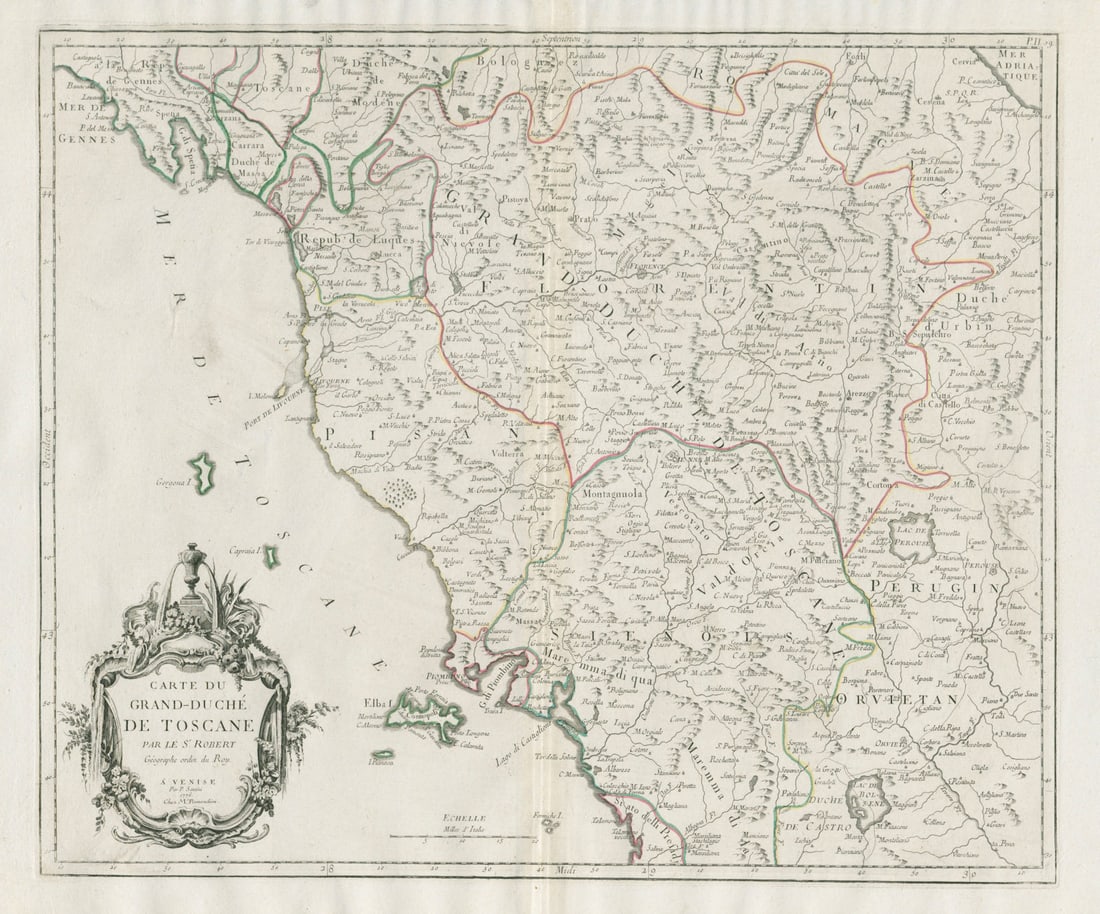 Carte du Grand-Duché de Toscane. Tuscany SANTINI / ROBERT DE VAUGONDY 1784 map (1 of 1)