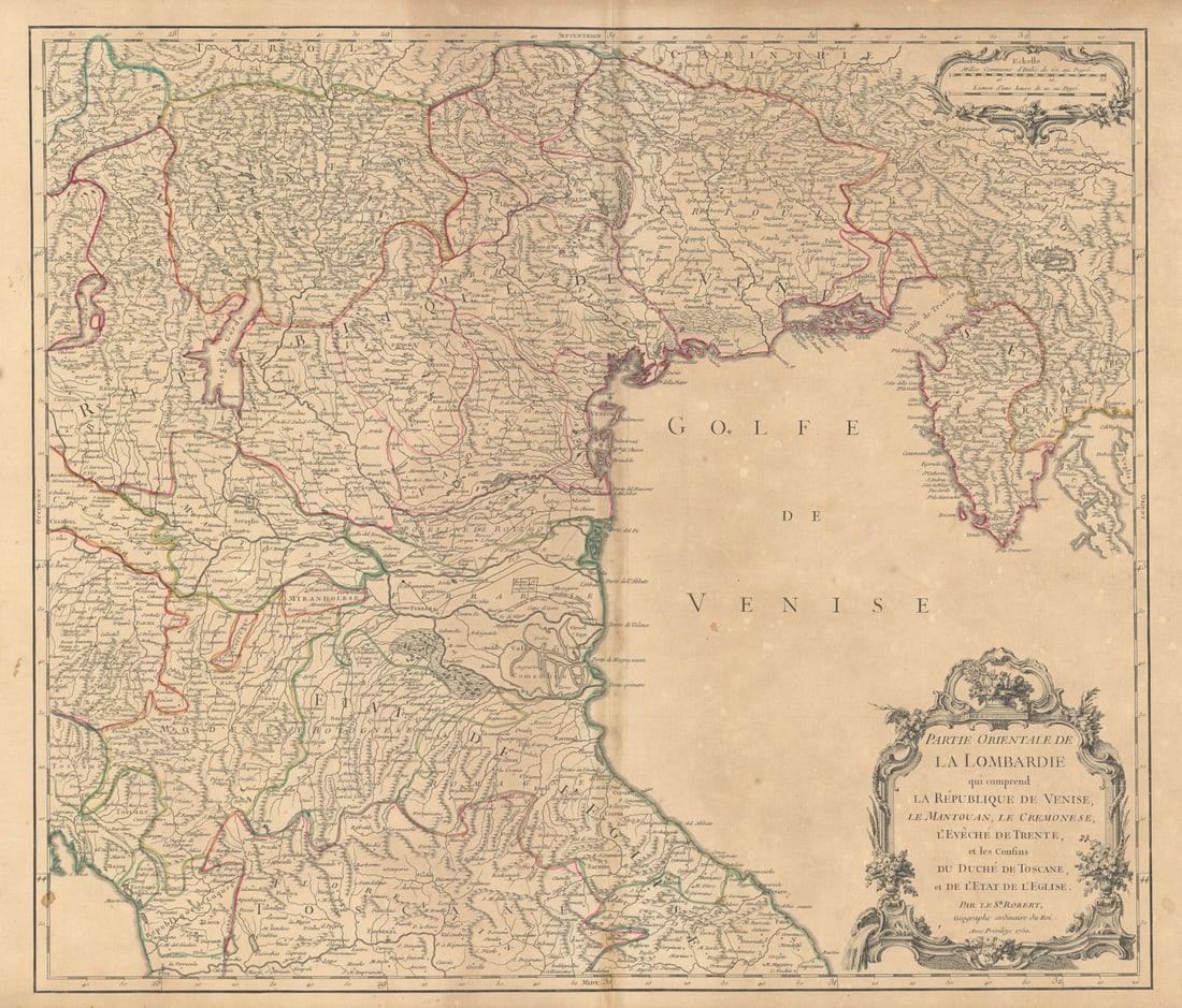 Partie Orientale de la Lombardie. NE Italy. Veneto Lombardy. VAUGONDY 1750 map (1 of 1)