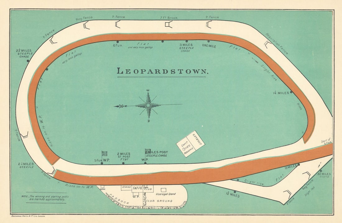 Leopardstown racecourse, Ireland. BAYLES 1903 old antique map plan chart (1 of 1)