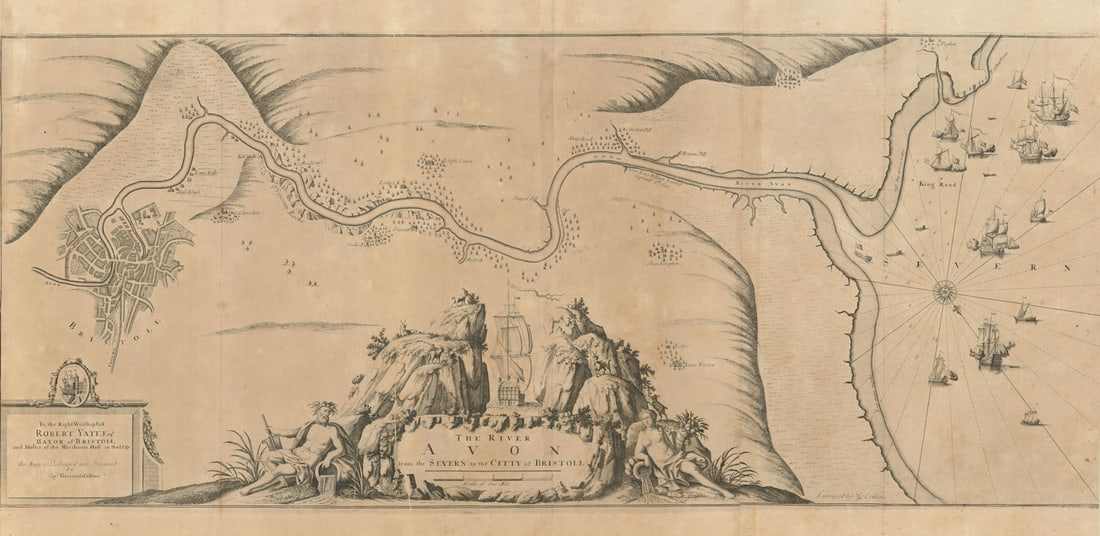 The River Avon from the Severn to the Citty of Bristoll. COLLINS 1693 old map: Title: The River Avon from the Severn to the Citty of Bristoll. COLLINS 1693 old map Description: The River Avon from the Severn to the Citty of Bristoll - To the Right Worshipfull Robert Yate Esqr.
