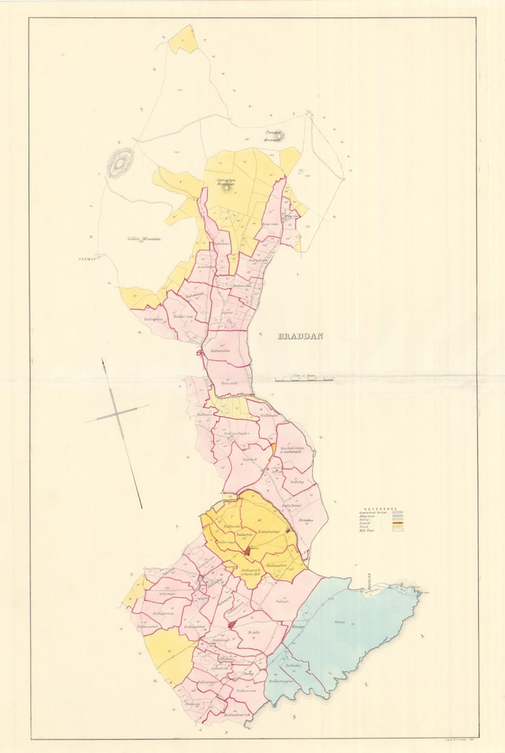 Braddan Parish, Middle Sheading, Isle of Man by James Woods 1829 old map (1 of 1)