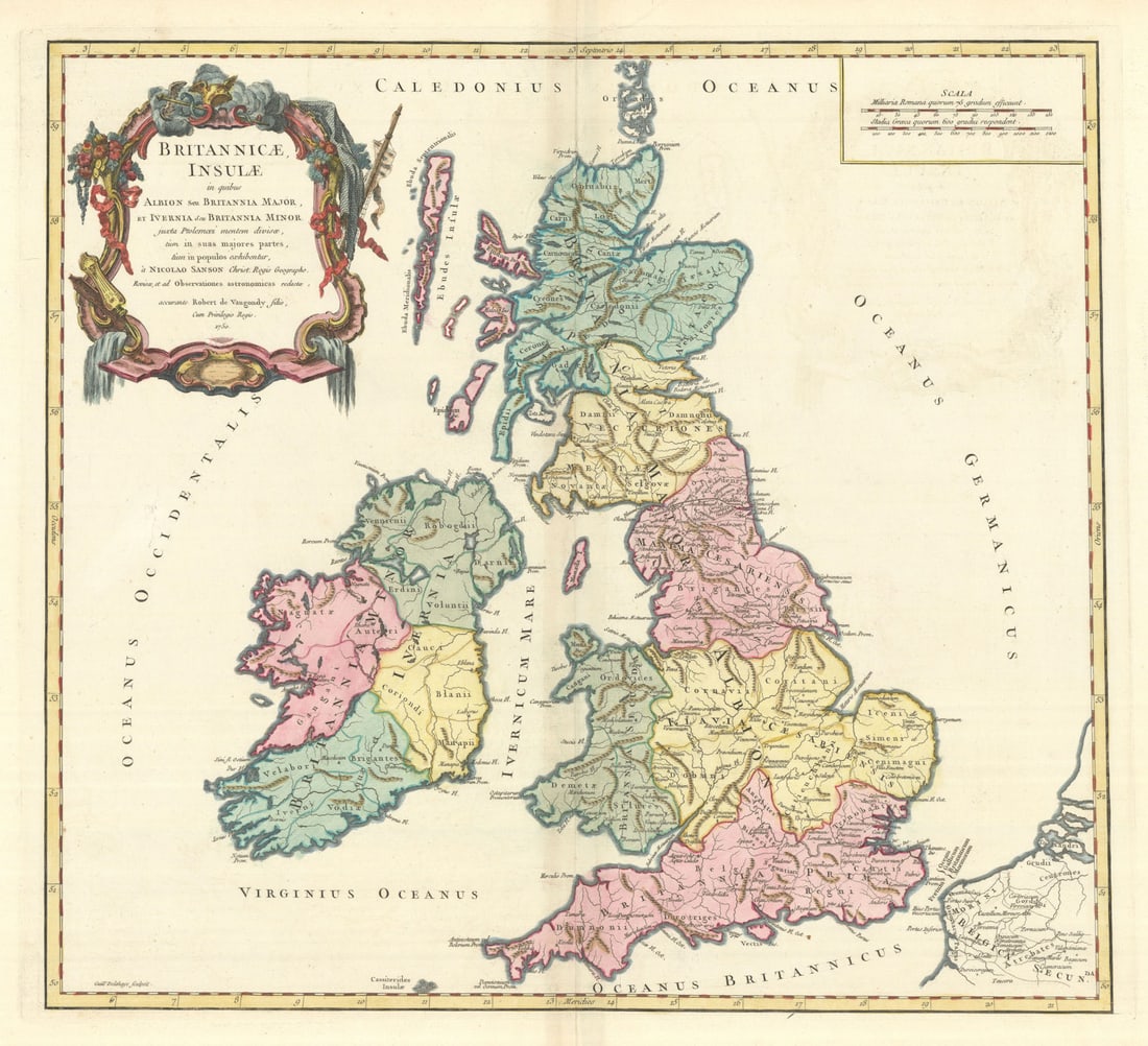 Britannicae, Insulae in quibus Albion… British Isles ROBERT DE VAUGONDY 1757 map (1 of 1)