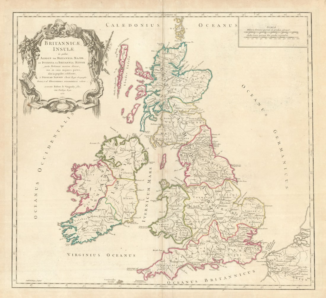 Britannicae, Insulae in quibus Albion… British Isles ROBERT DE VAUGONDY 1757 map (1 of 1)