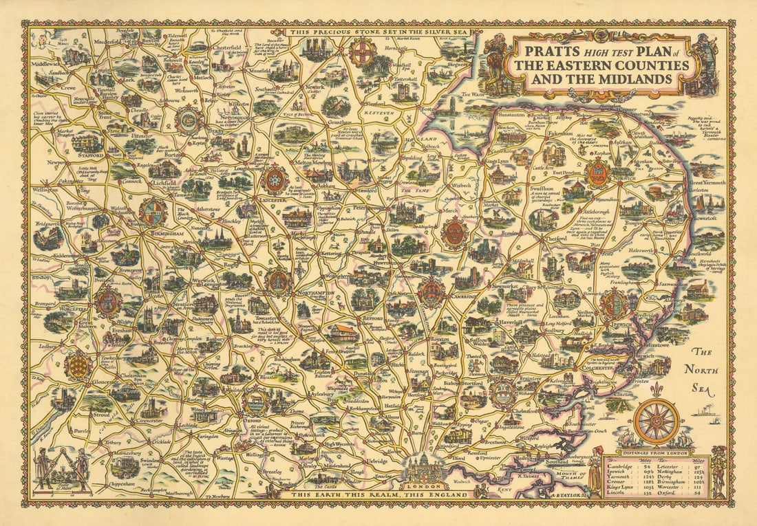 Pratts High Test plan of the Eastern Counties & Midlands by AE Taylor 1932 map (1 of 1)