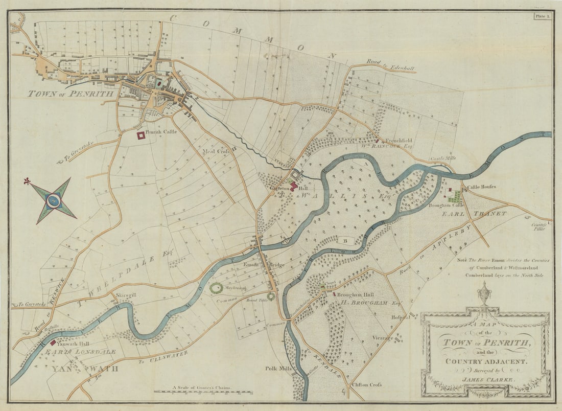 A Map of the Town of Penrith and the Country Adjacent by James Clarke 1789 (1 of 1)