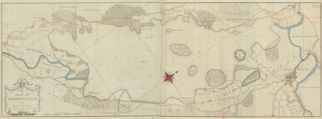 A map of Derwentwater and its environs by James Clarke 1789 old antique: Title: A map of Derwentwater and its environs by James Clarke 1789 old antique Description: A map of Derwentwater and its environs'. A map of Derwentwater and environs including Keswick, in the Englis
