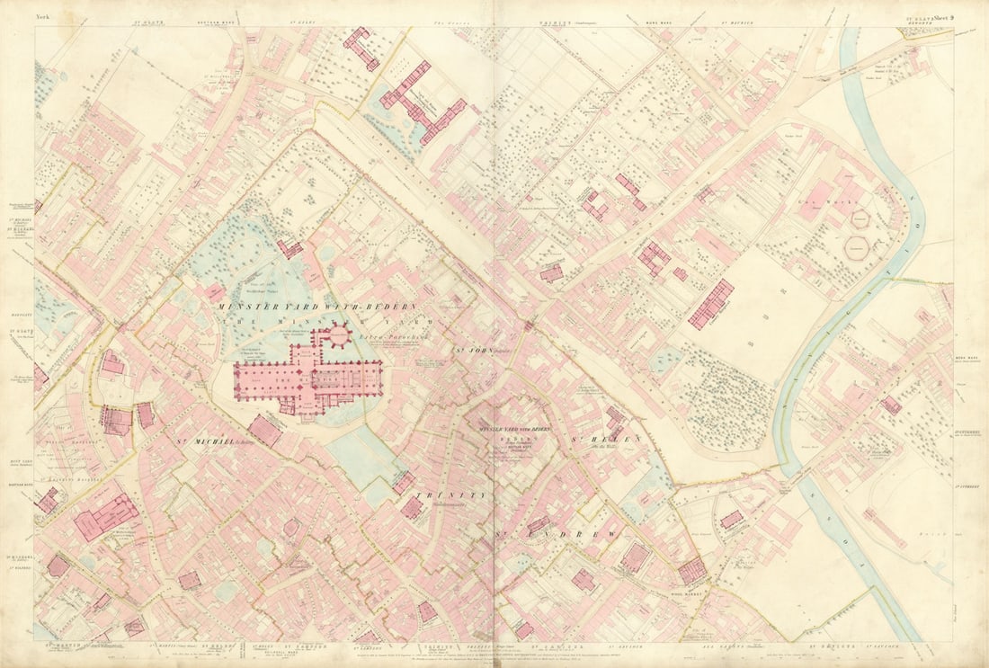 City of York #9 Minster & Medieval centre. Aldwark Monkgate Hungate. OS 1852 map (1 of 1)