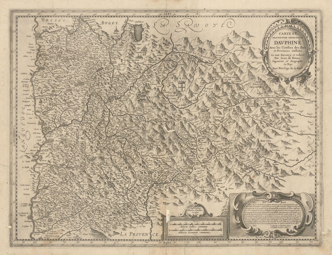 Carte & Description Generale de Dauphiné… Central French Alps. Hondius c1630 map (1 of 1)