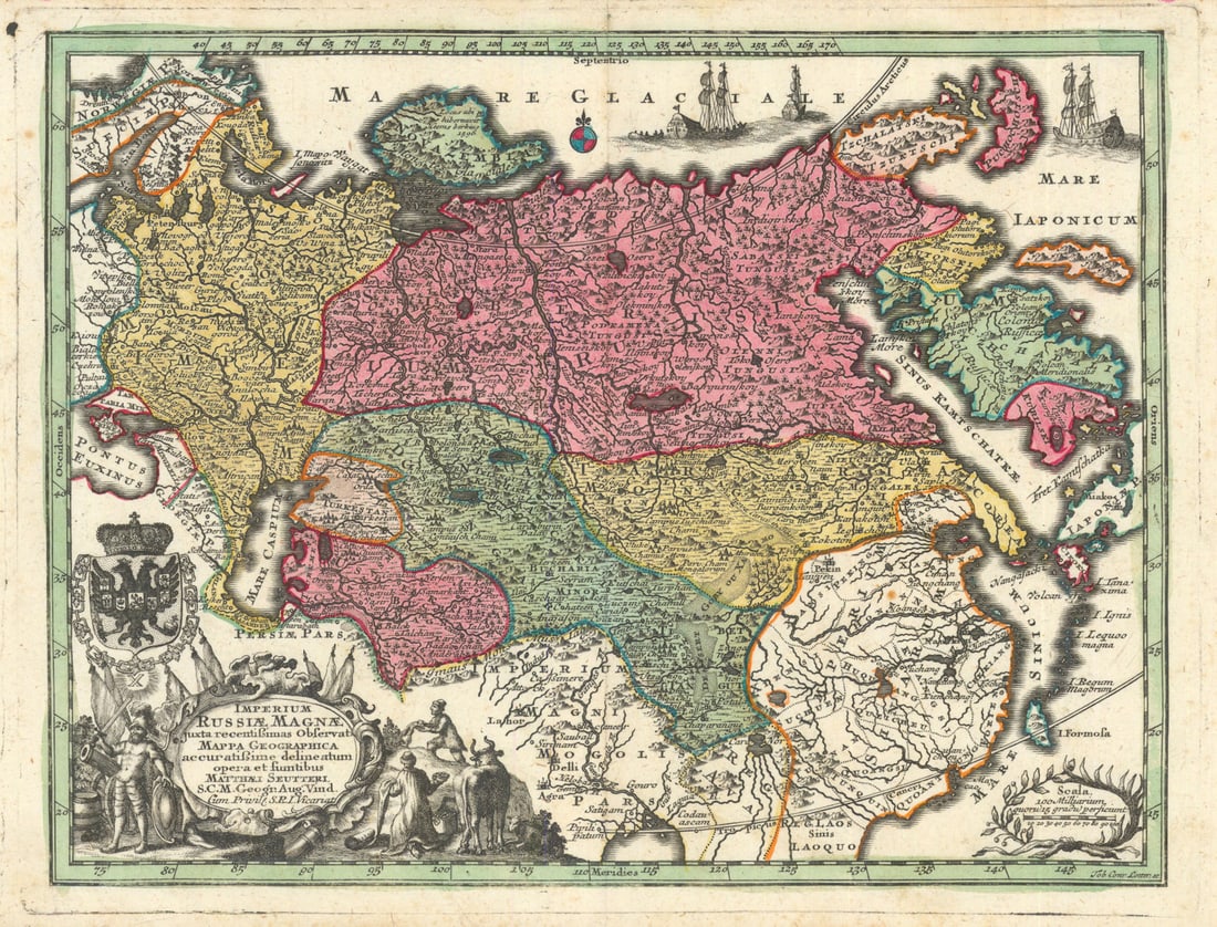 Imperium Russiae Magnae. The Russian Empire by Matthäus Seutter c1744 old map (1 of 1)