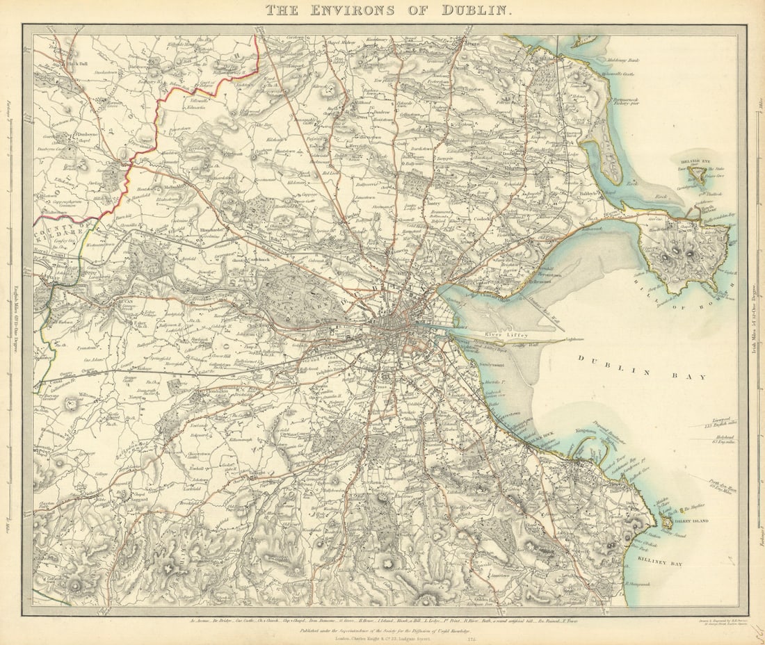 IRELAND. The environs of Dublin. Original hand colour. SDUK 1847 old map: Title: IRELAND. The environs of Dublin. Original hand colour. SDUK 1847 old map Description: THE ENVIRONS OF DUBLIN' by S.D.U.K. - Society for the Diffusion of Useful Knowledge. Published 1847. Antiqu